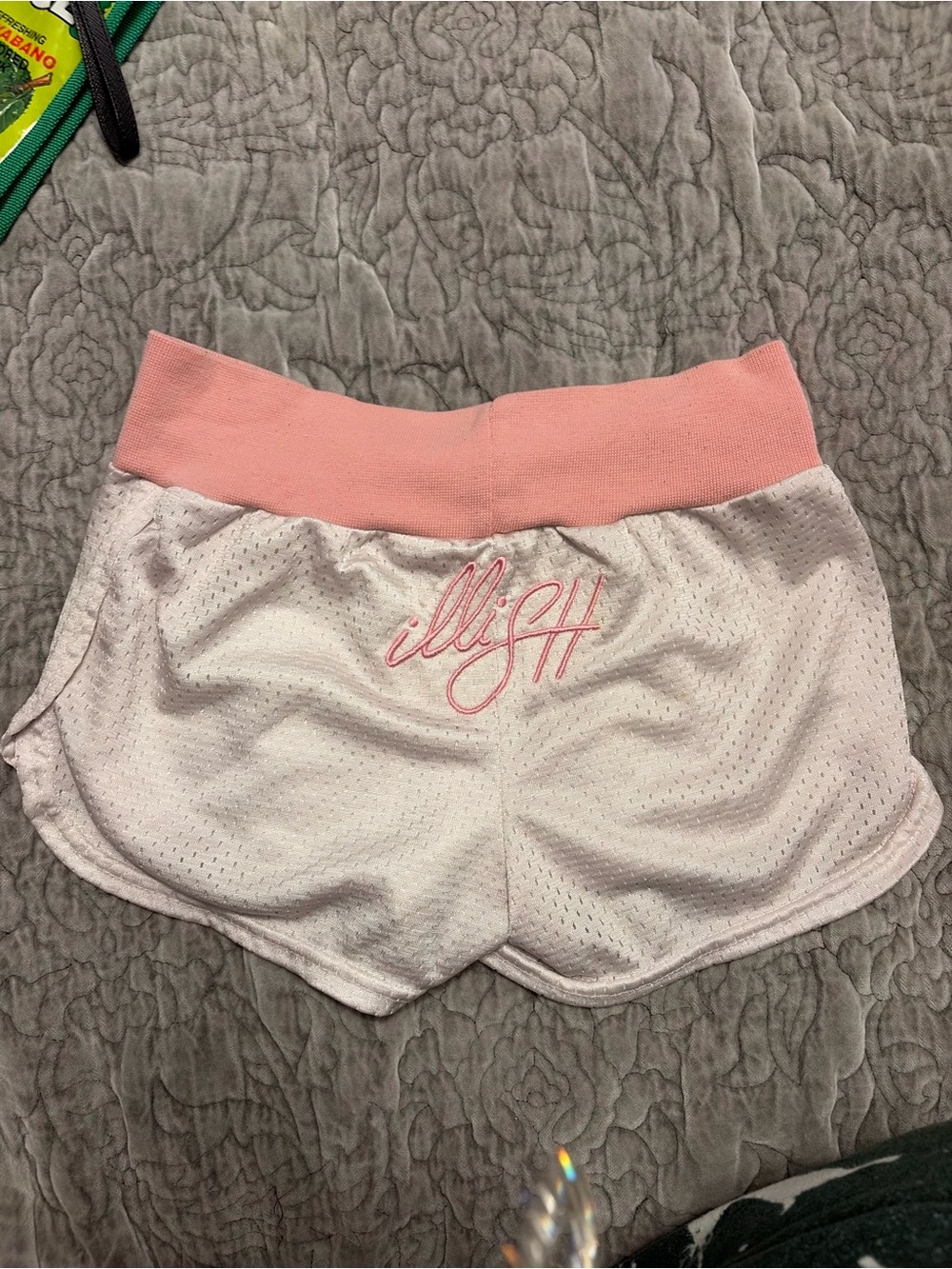Cute booty Mesh Athletic Shorts with Pink Waistband